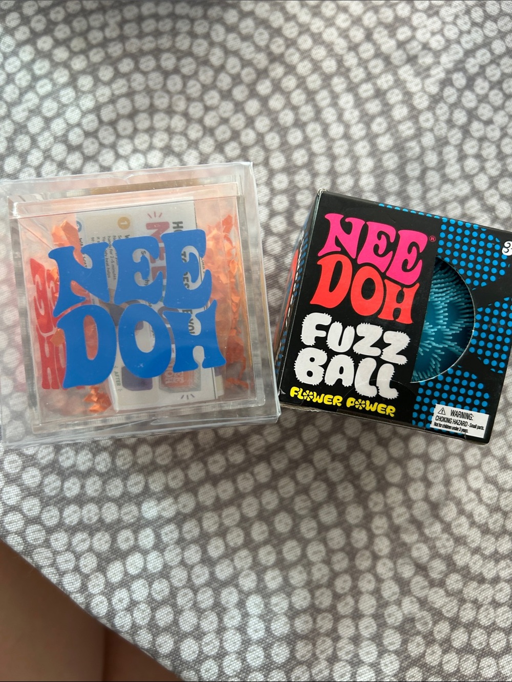 NEEDOH BLUE velvet Flower Power FUZZ BALL Stress Toy - Blue🩵